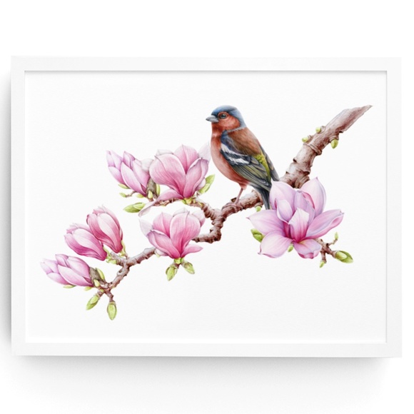 Other - Chaffinch Bird Wall Art Watercolor Illustration Print Poster Card Unframed